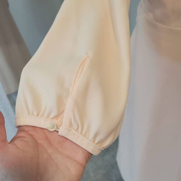 J. Crew Wrap Dress Crepe Cream Pink Tie Waist Long Sleeves Size 10T - Picture 6 of 13